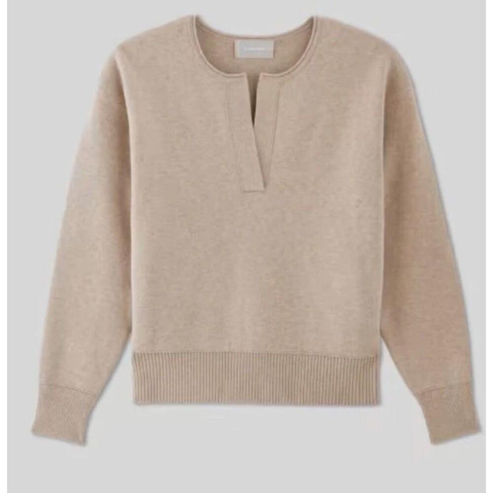 Everlane Beige Women's Cotton Merino Henley Sweater sz S
